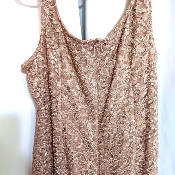 Alex Evenings Sz 16 Sequin Lace Sheath Cocktail Dress 2 pc set DRESS ONLY Taupe - Picture 6 of 13